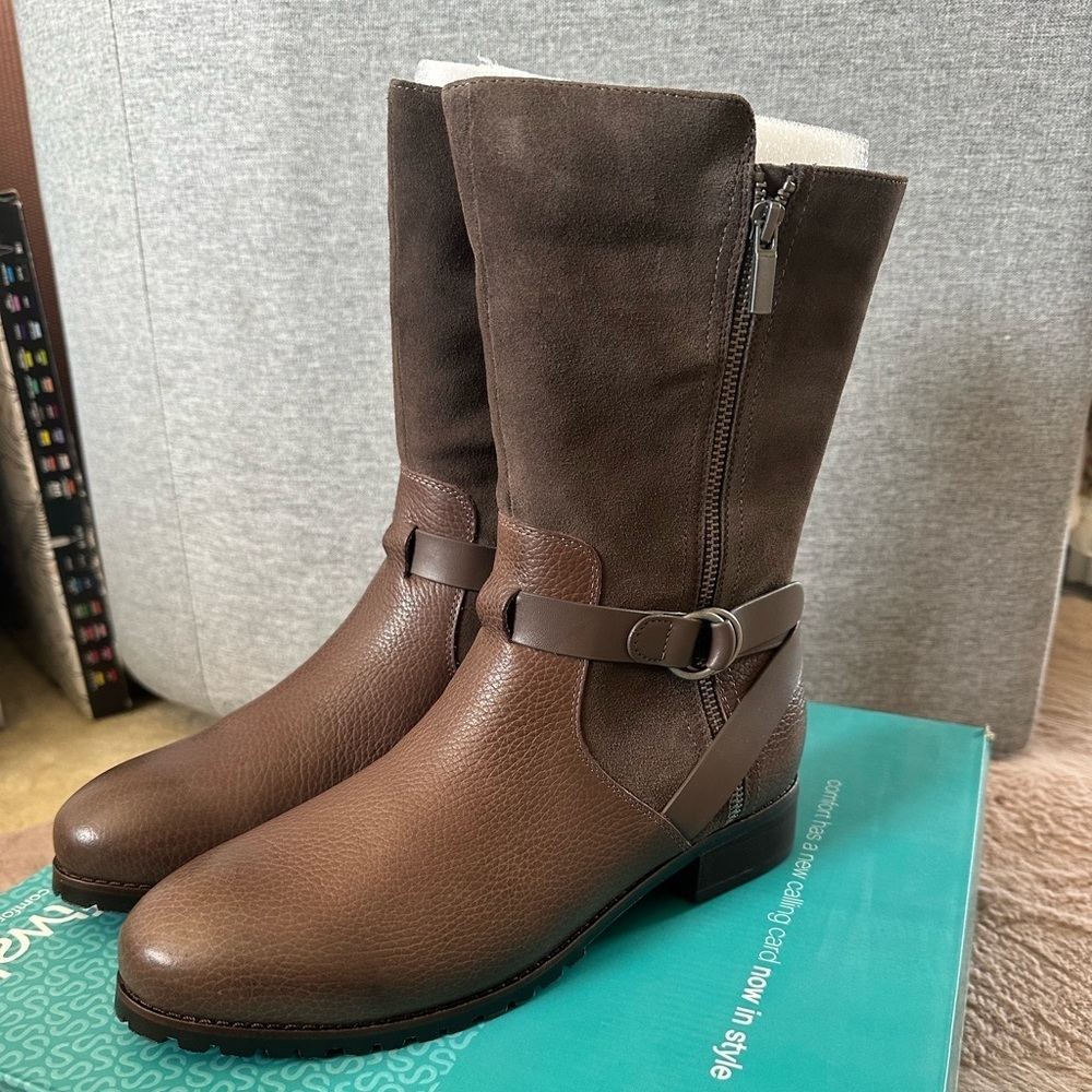 Softwalk Brown Leather Mid-Calf Boots